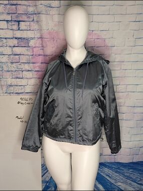 Oleg Cassini Sport Metallic Silver Hooded Bomber Jacket
